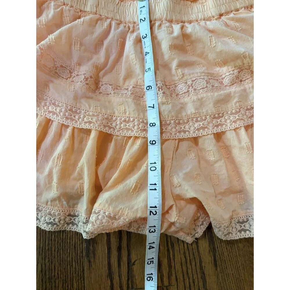 Altar'd State 100% Cotton Peach Ruffle Elastic Waist Mini Skort Shorts Size M
